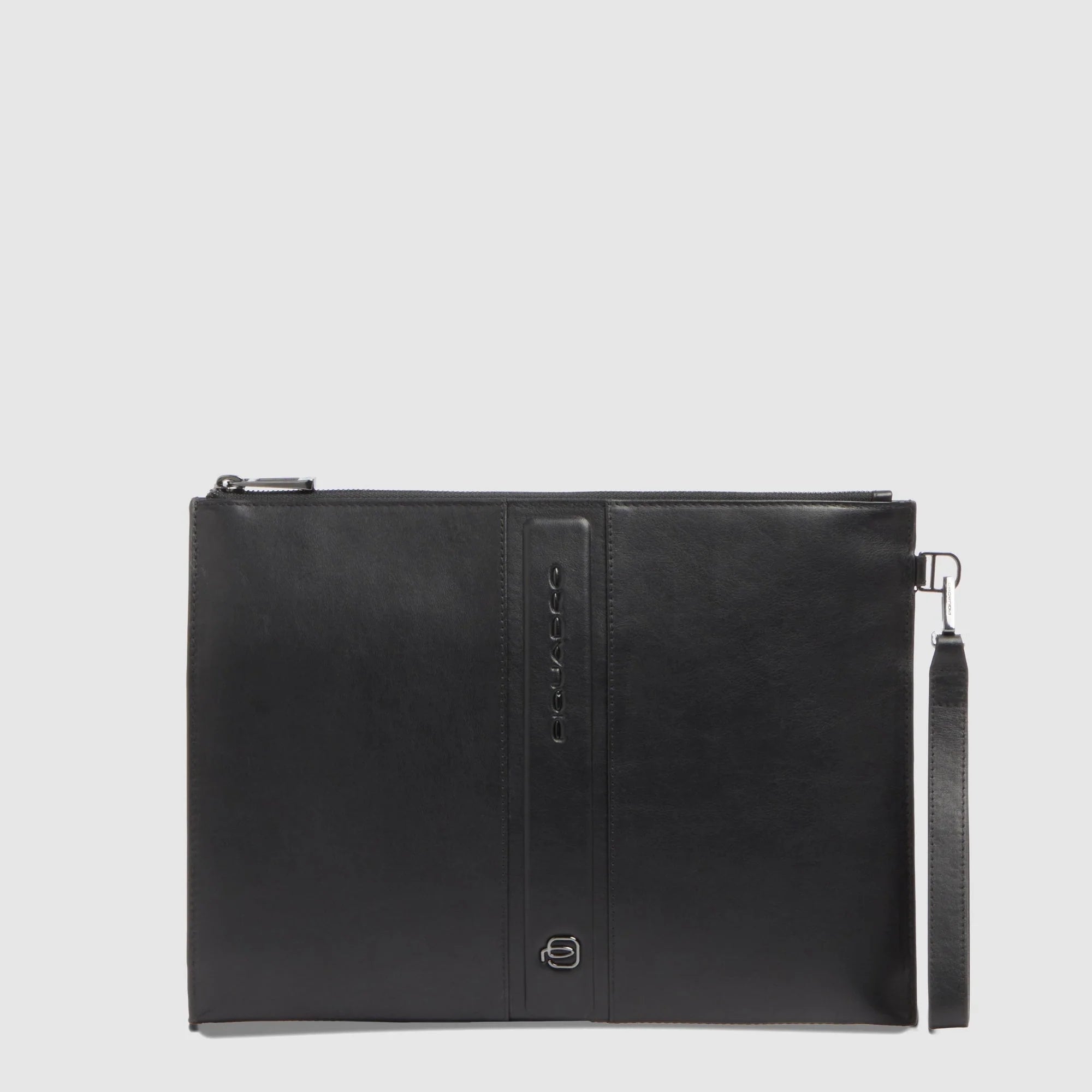 Piquadro Pochette Uomo in Pelle Victor Nera Porta iPad 11" con Polsiera Rimovibile