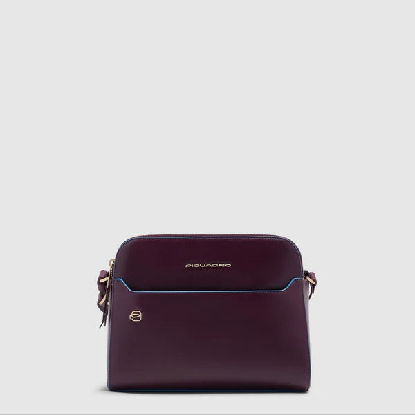 Borsa a Tracolla Donna in Pelle Blue Square a Tre Scomparti