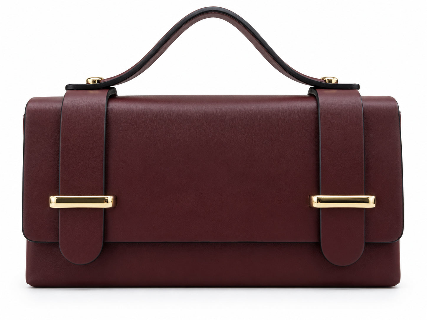 Borsa a Mano in Pelle con Dettagli Metallici