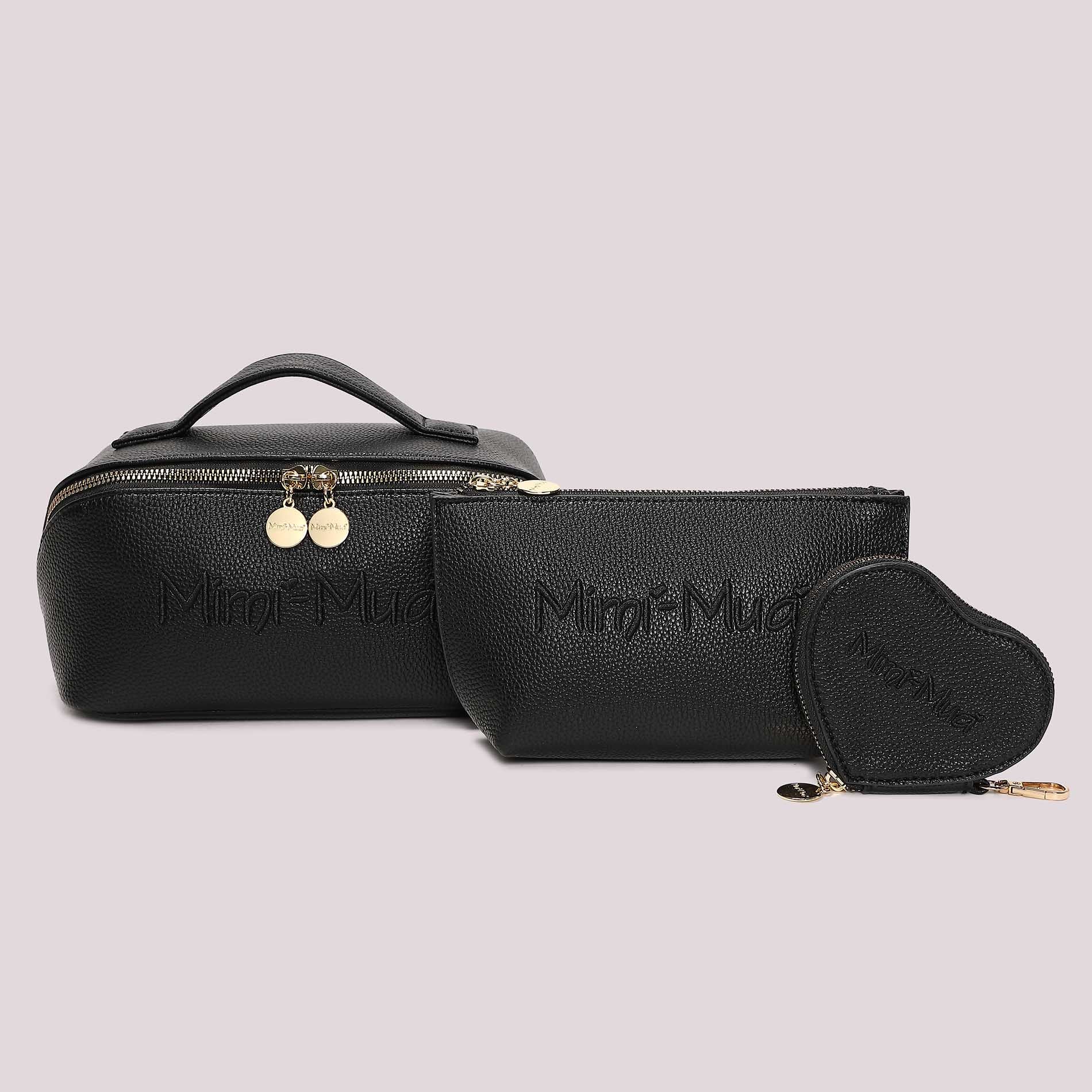 Beauty case donna Mimi Mua con manico e zip superiore design elegante Nero TU | Giò Fashion