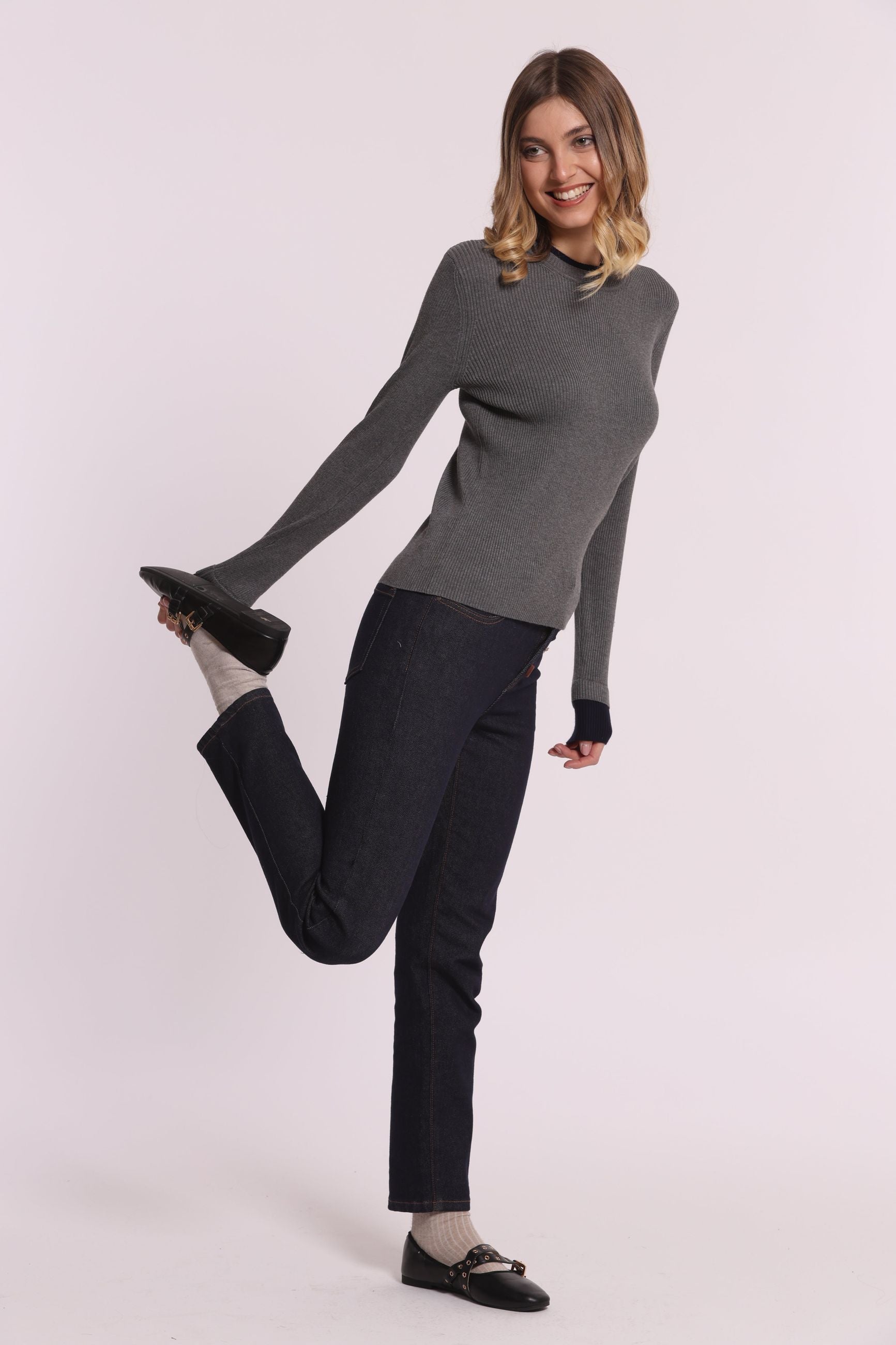 Jeans a Sigaretta Donna Mimi Mua con Bottoni Gioiello