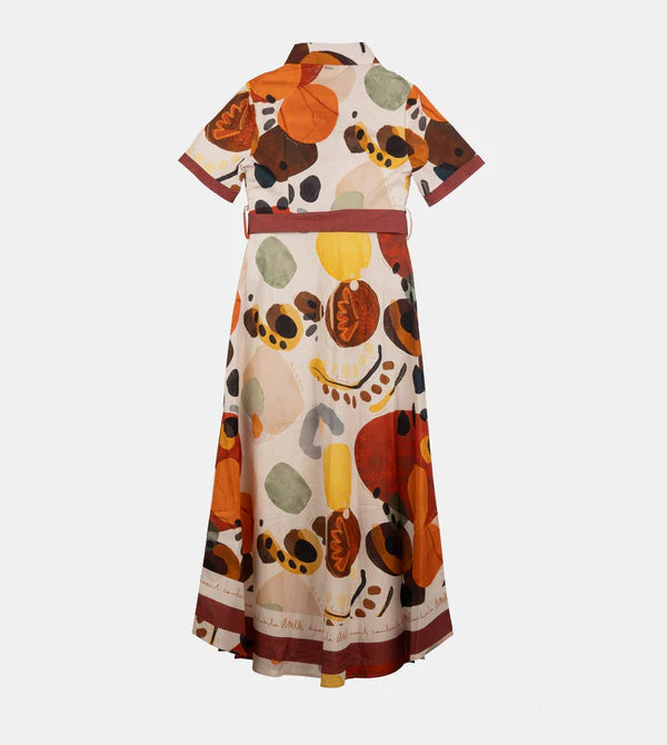 Abito lungo camicia Anekke con stampa artistica e cintura