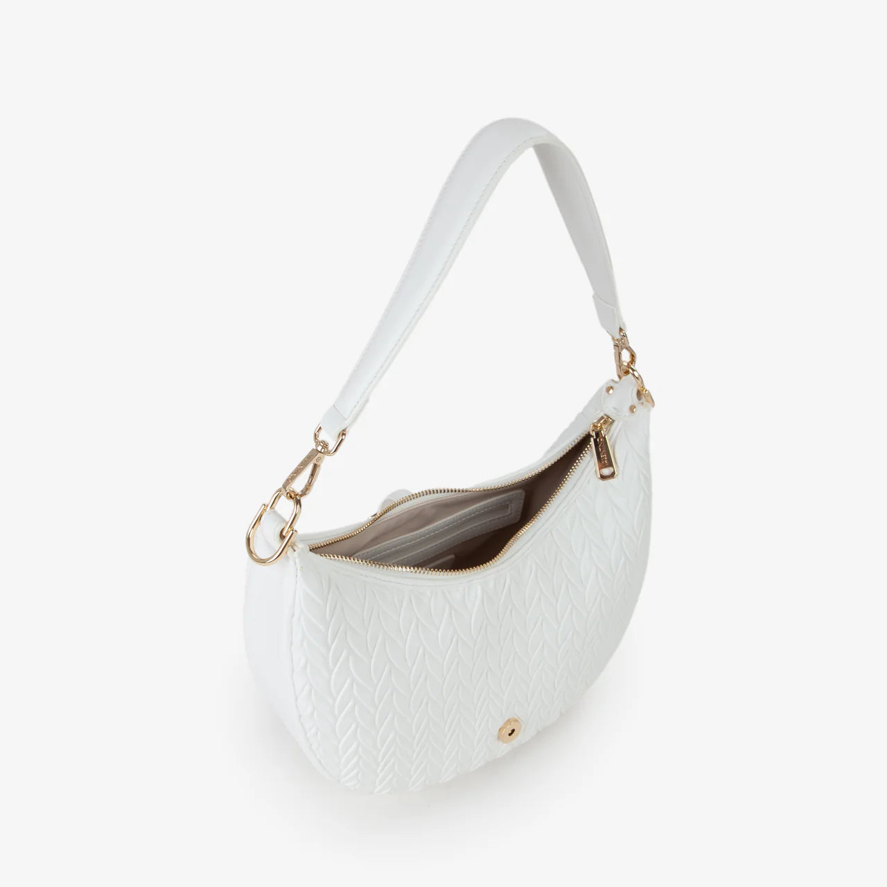 Valentino borsa hobo donna trapuntata con logo Bianco TU | Giò Fashion