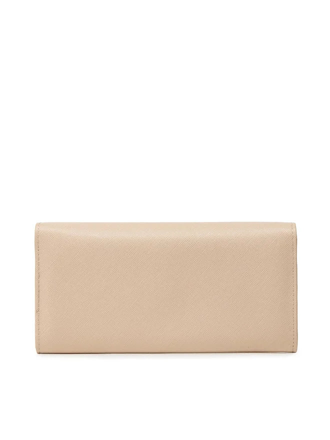 Valentino portafoglio donna elegante con chiusura a patta e logo frontale Beige TU | Giò Fashion
