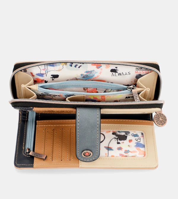 Portafoglio grande Anekke Girls Just Wanna Have Fun con zip e illustrazione