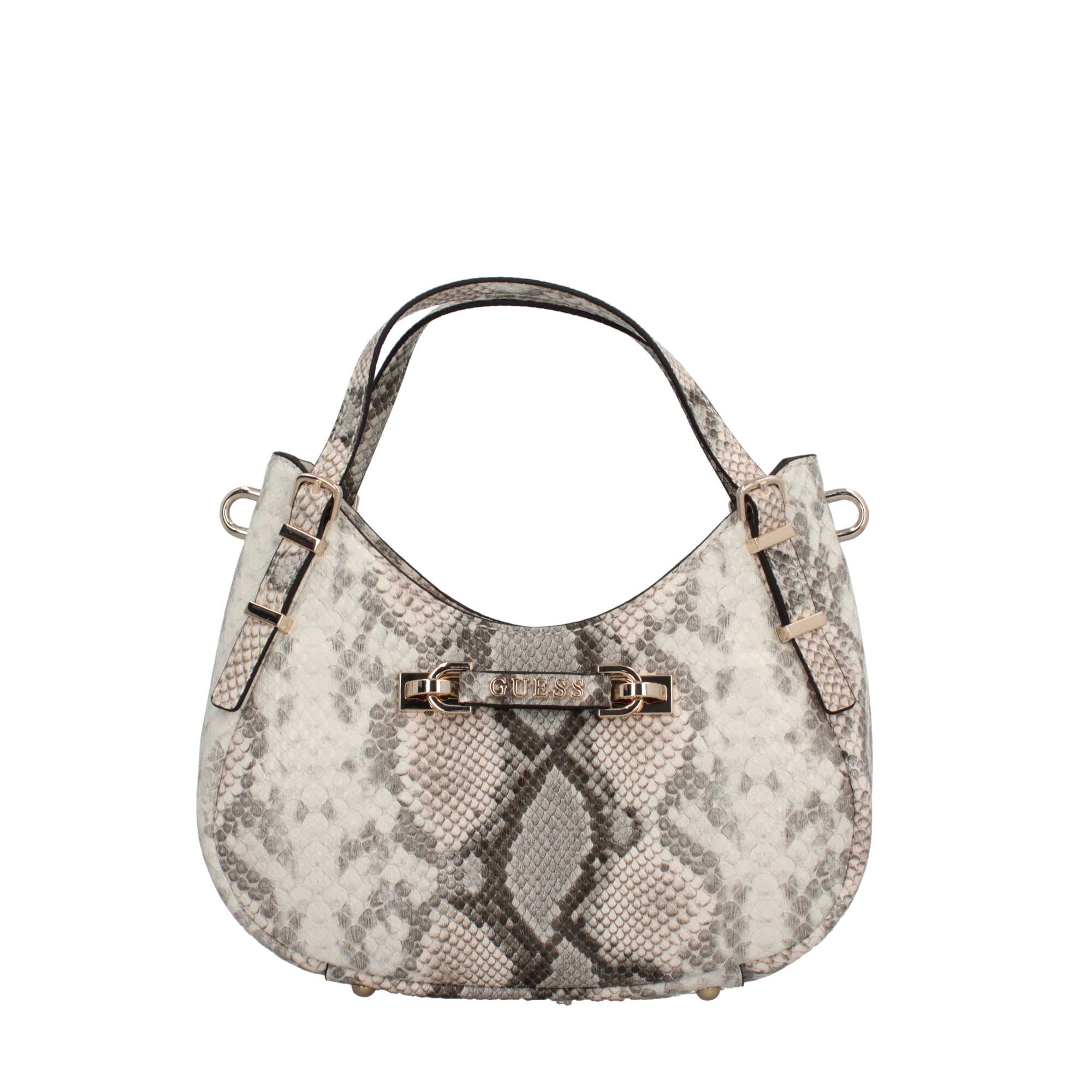 Borsa a spalla Guess effetto pitonato con dettaglio logo