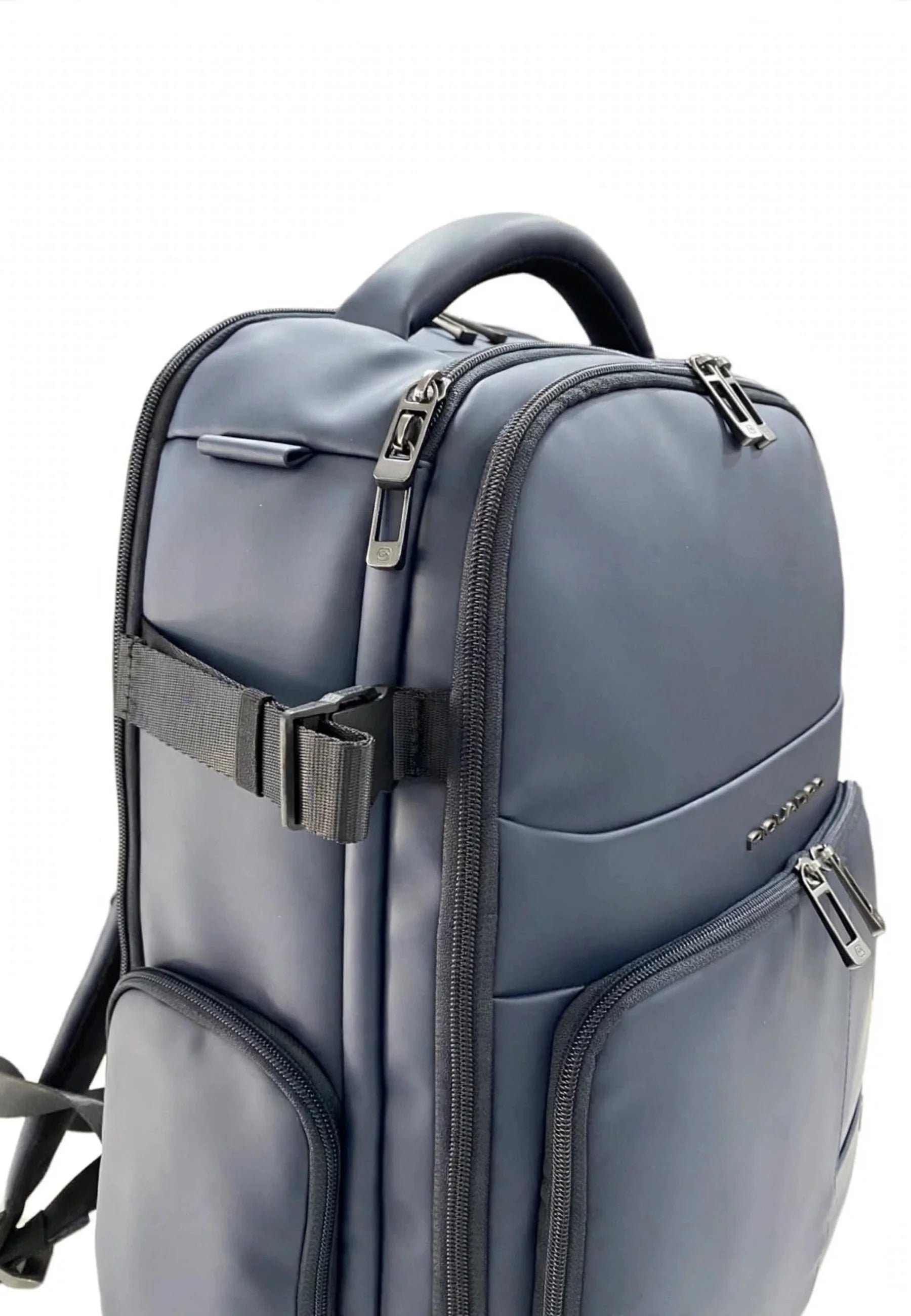 Piquadro Zaino da Viaggio e Lavoro in Tessuto Gommato Idrorepellente Blu