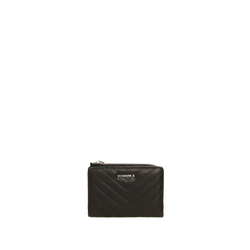 Portafoglio Vivienne D donna con zip compatto stile moderno elegante Nero TU | Giò Fashion