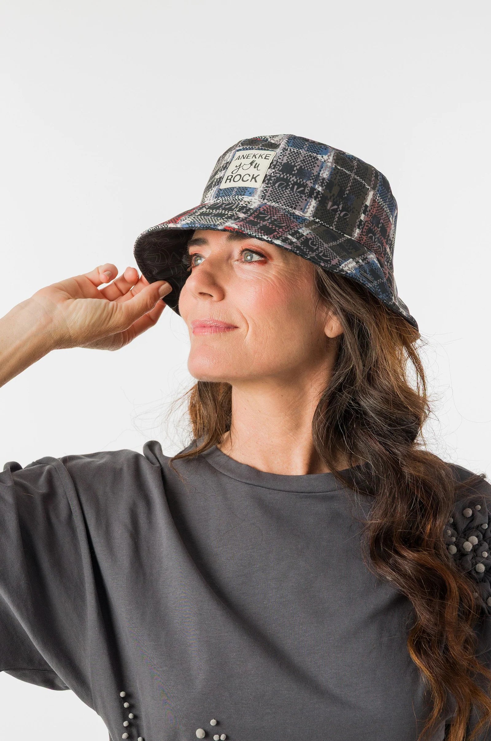 Cappello Pescatore Donna Anekke Reversibile con Fantasia Rock e Logo Ricamato