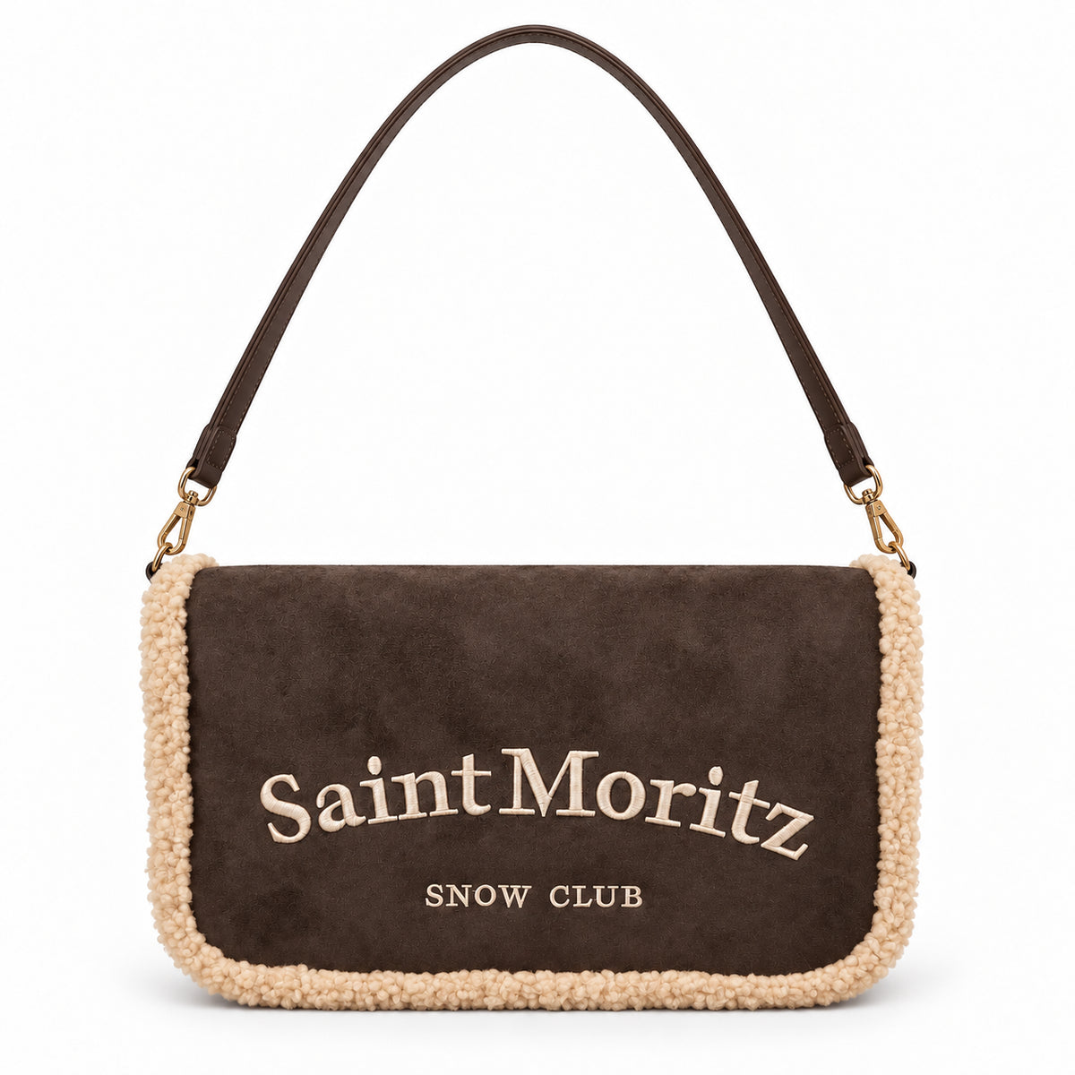 Borsa a Spalla Kuvé con Dettagli Teddy e Logo Ricamato