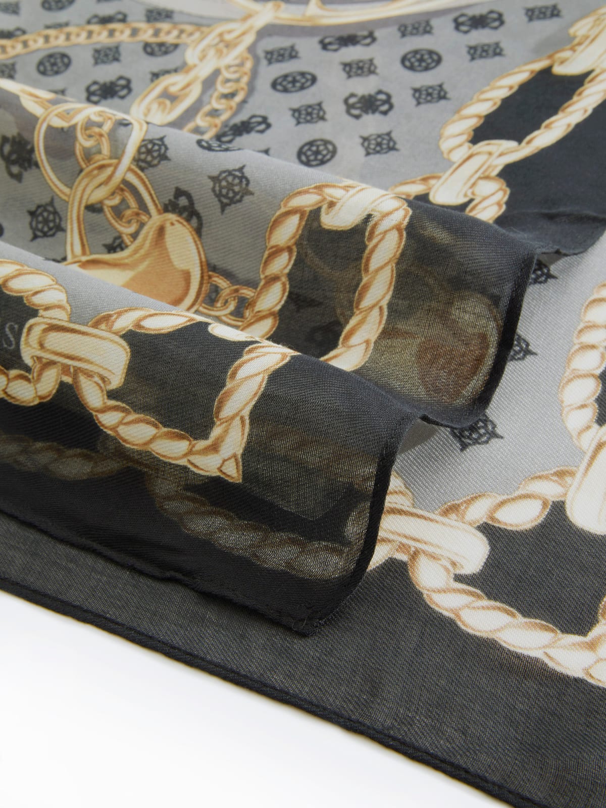 Foulard Guess donna con motivo catene e logo centrale Nero TU | Giò Fashion