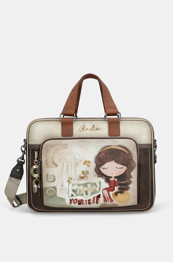 Borsa porta PC Anekke con tracolla regolabile e tasca frontale con zip Marrone TU | Giò Fashion