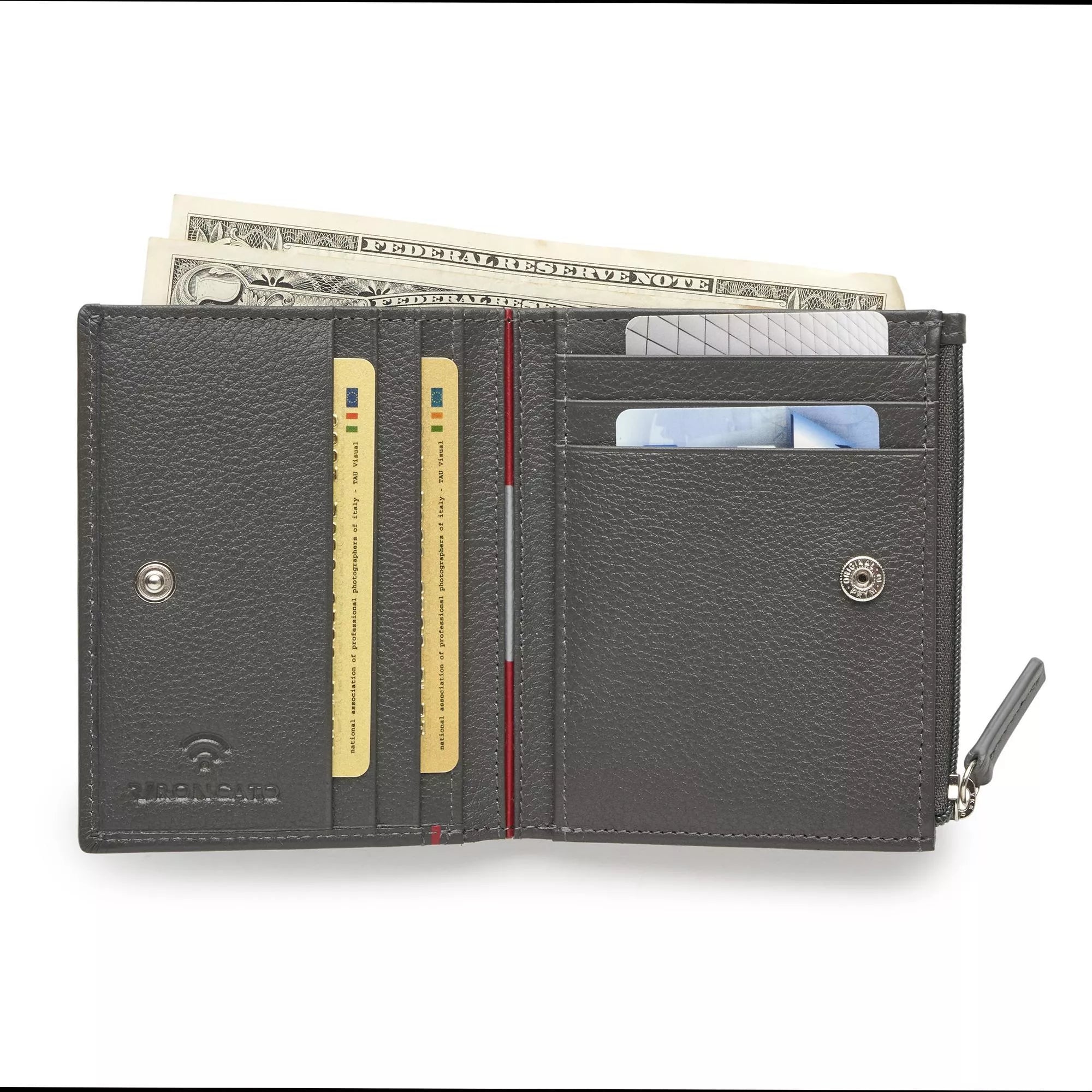 Portafoglio Roncato uomo in pelle con chiusura zip e portacarte