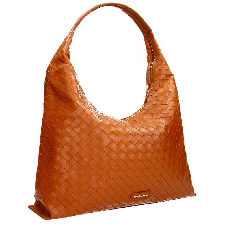 Borsa Vivienne D donna a spalla grande design moderno intrecciato elegante Cuoio TU | Giò Fashion