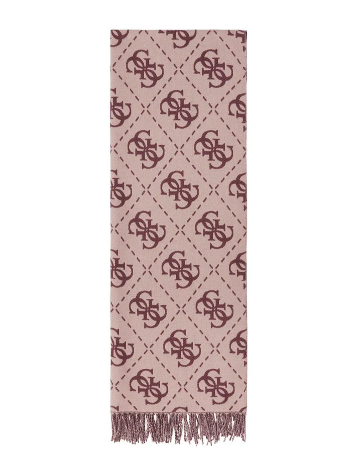 Sciarpa Guess con logo intrecciato e frange Viola TU | Giò Fashion