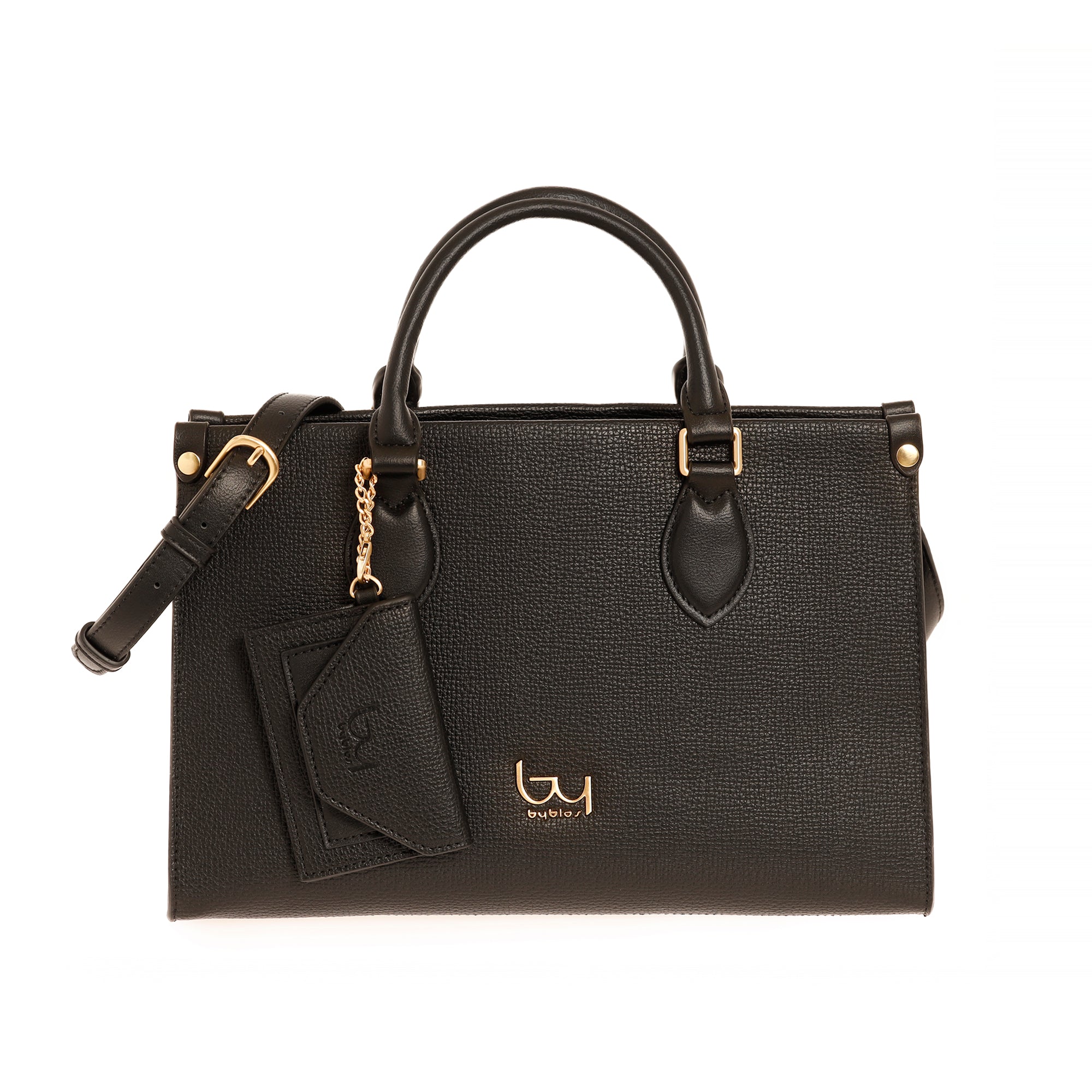Borsa a mano Byblos donna compatta con tracolla regolabile e accessorio coordinato Nero TU | Giò Fashion