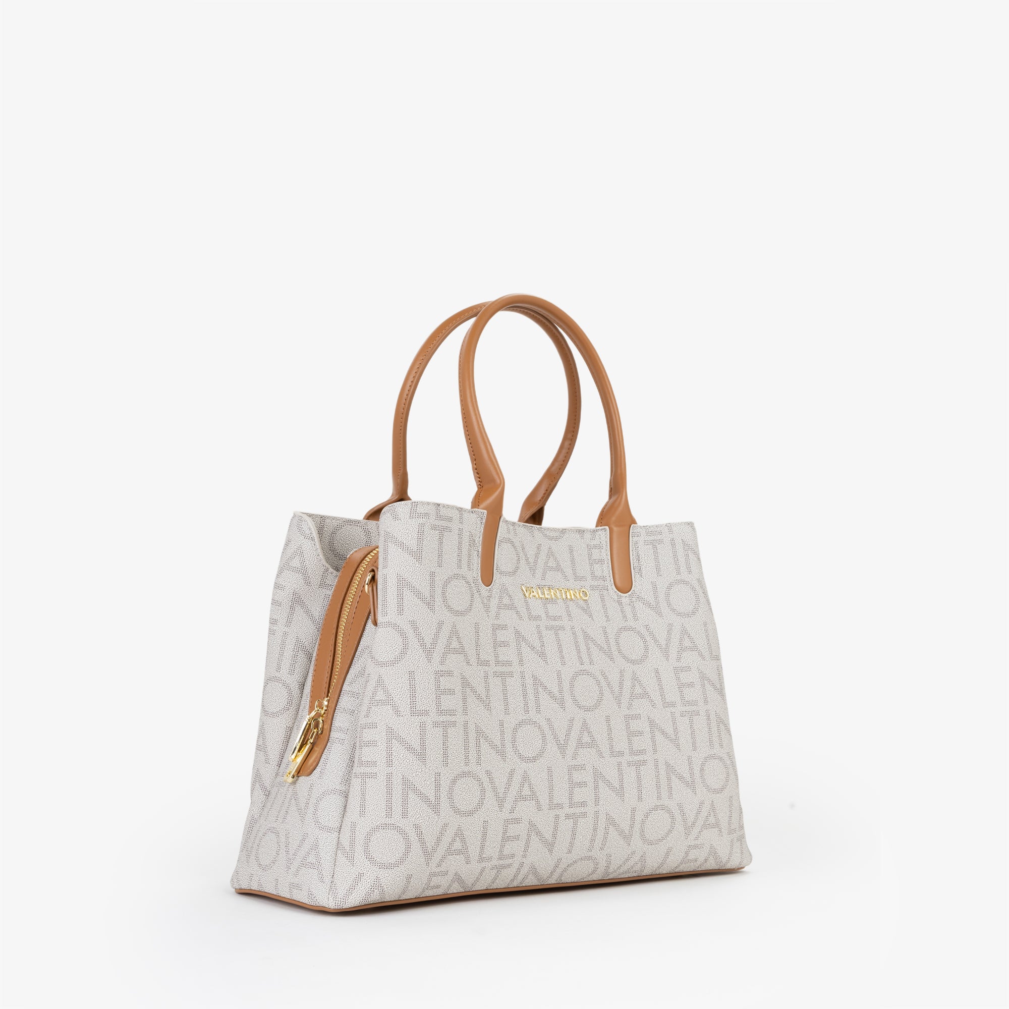 Borsa a mano donna Mario Valentino con stampa logo all over e tracolla regolabile Beige TU | Giò Fashion