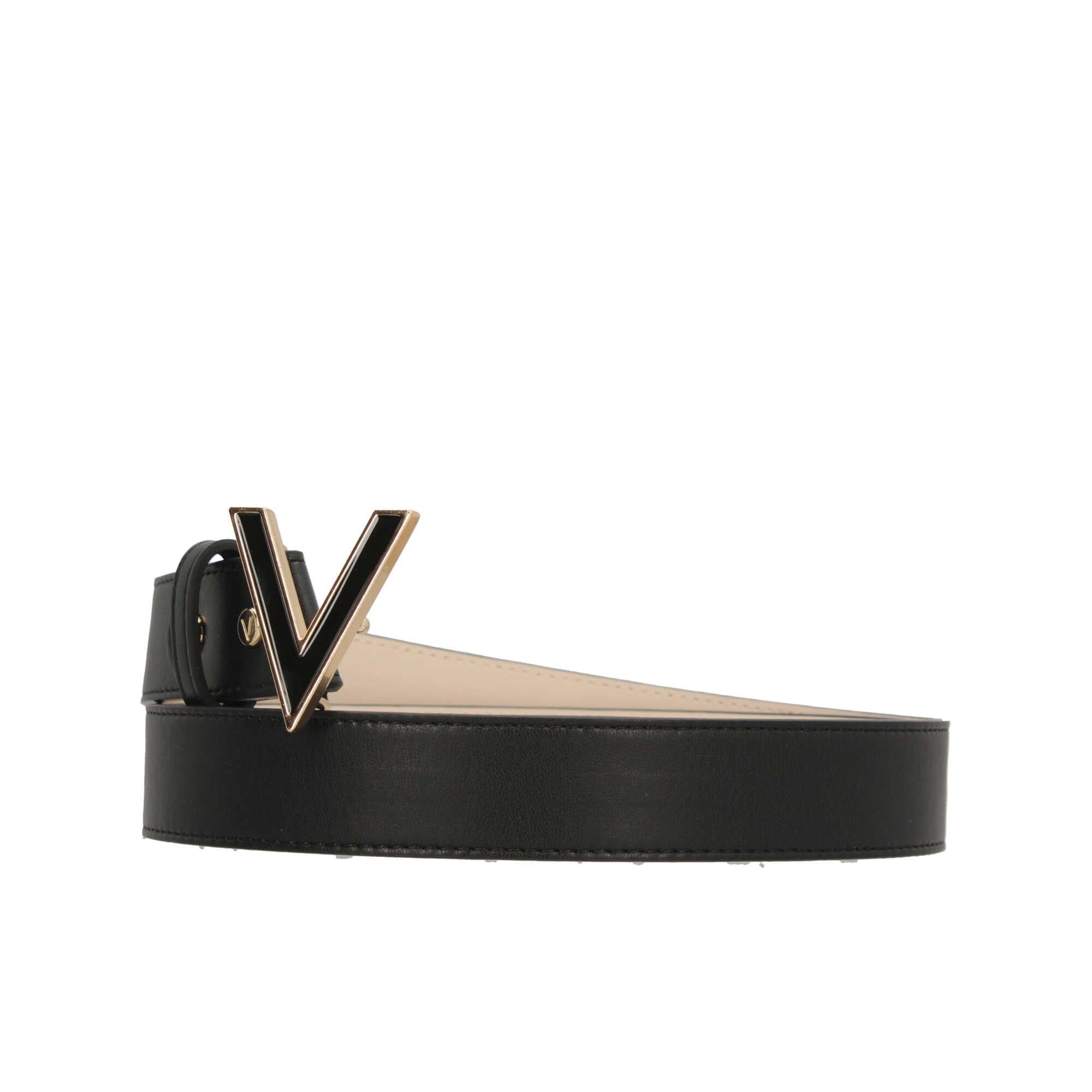 Cintura Valentino con Logo V in Rilievo e Dettagli in Metallo