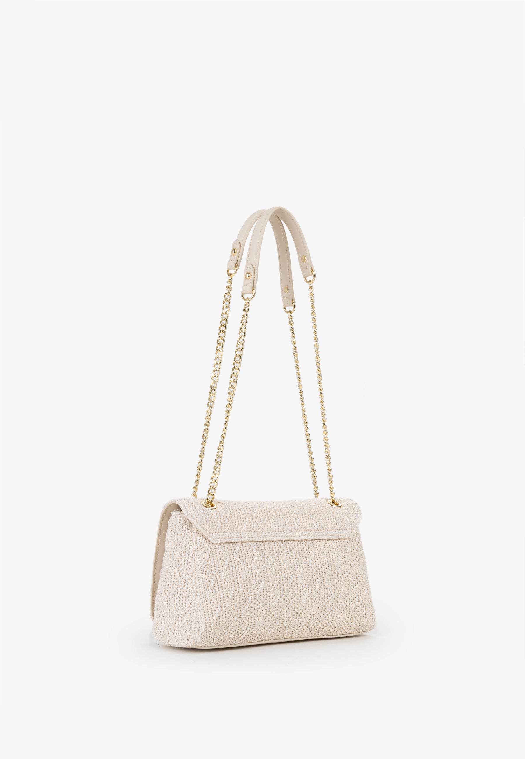 Borsa a spalla donna Mario Valentino con catena dorata e texture lavorata ECRU TU | Giò Fashion