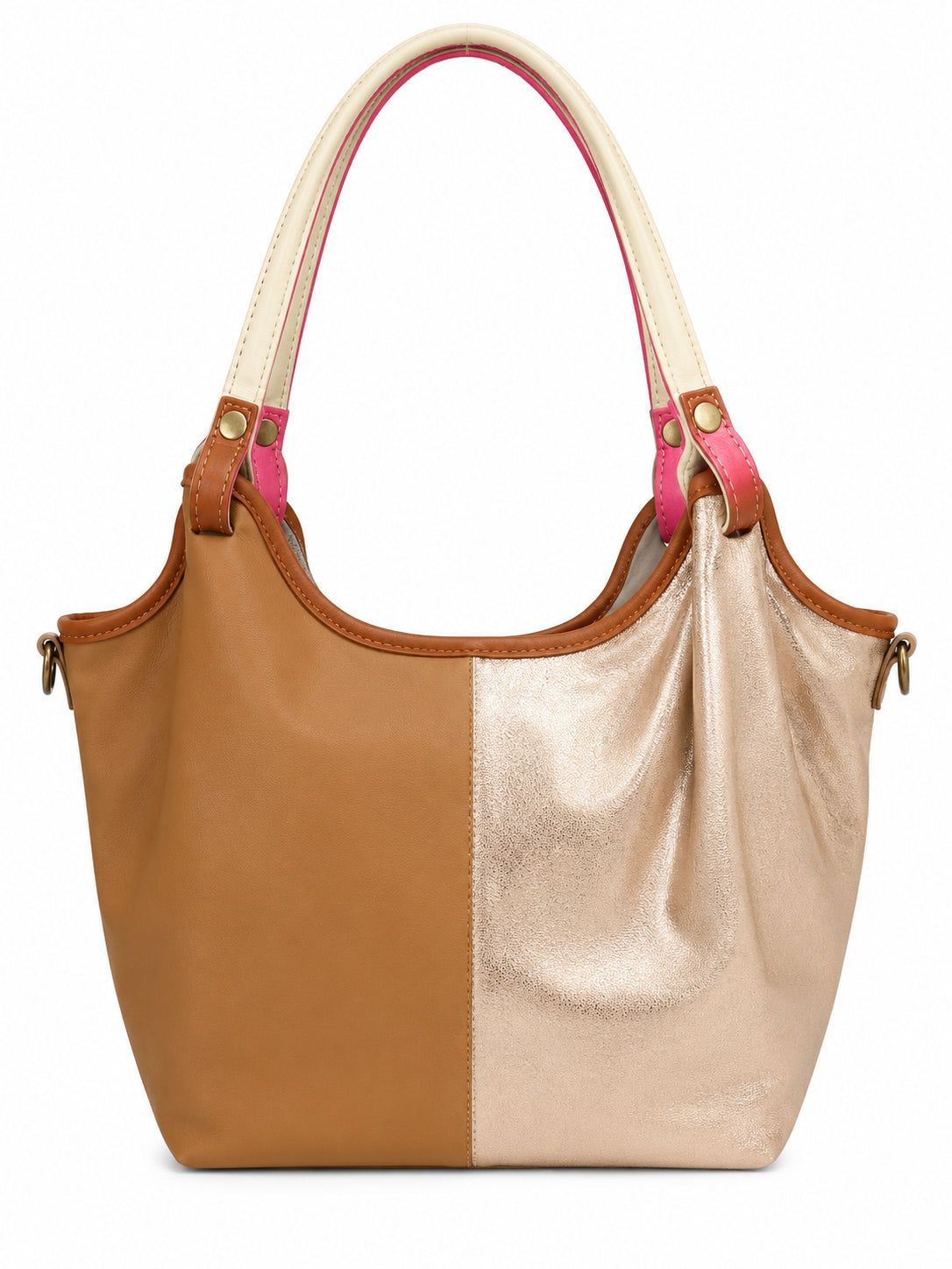 Borsa a Spalla Vera Pelle Donna Multicolor con Tracolla