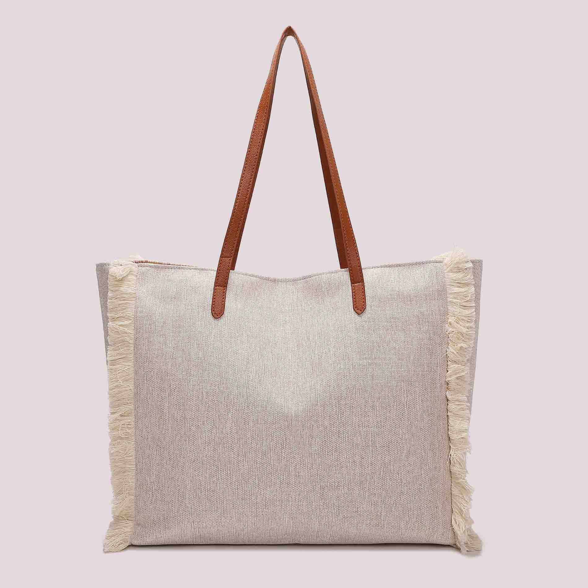 Mimi Mua shopper mare con scritta e paillettes Beige TU | Giò Fashion
