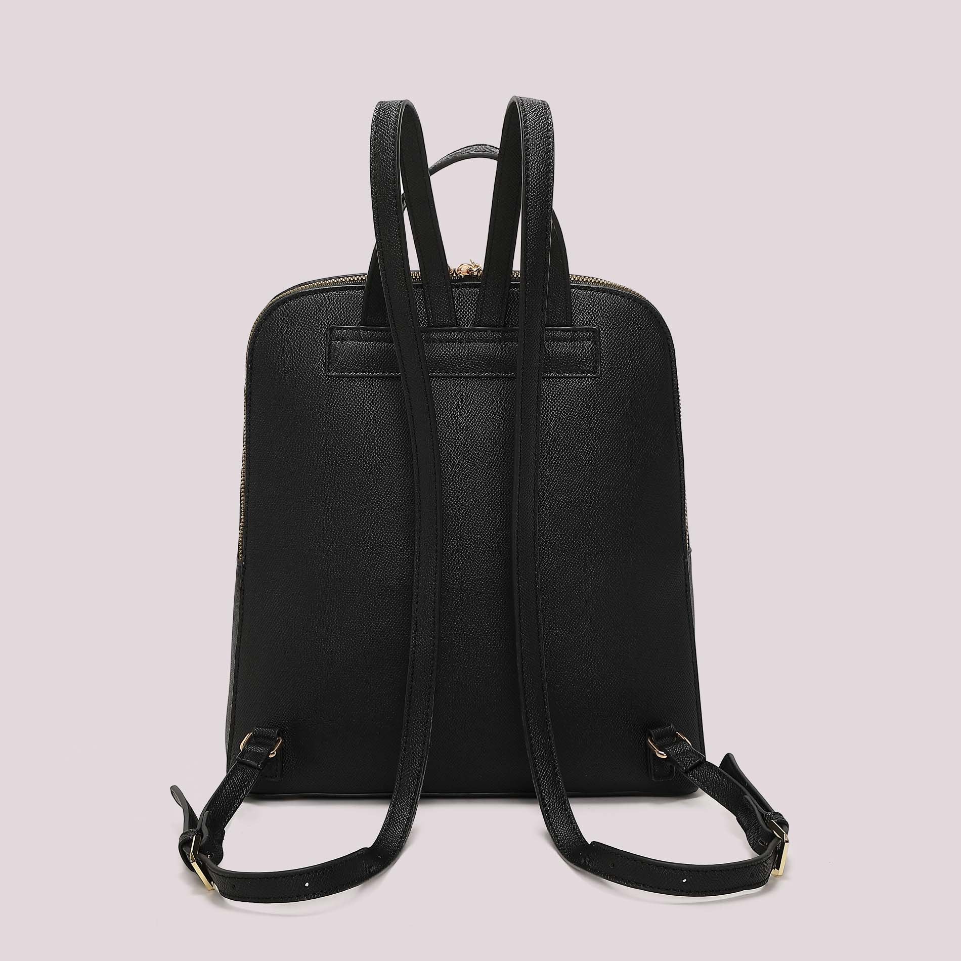 Zaino donna nero Mimi Mua elegante con chiusura zip e design minimal Nero TU | Giò Fashion
