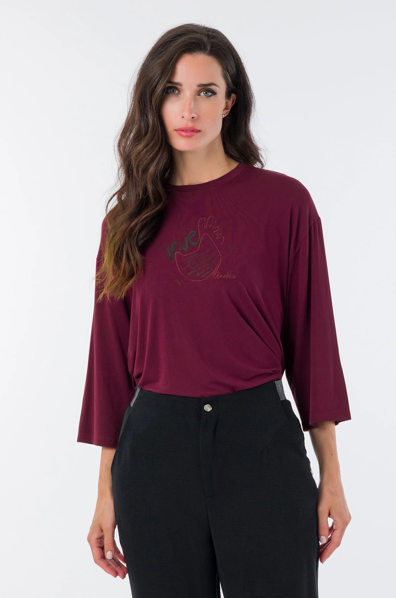Maglia Donna Anekke a Maniche Lunghe con Illustrazione Frontale Ricamata