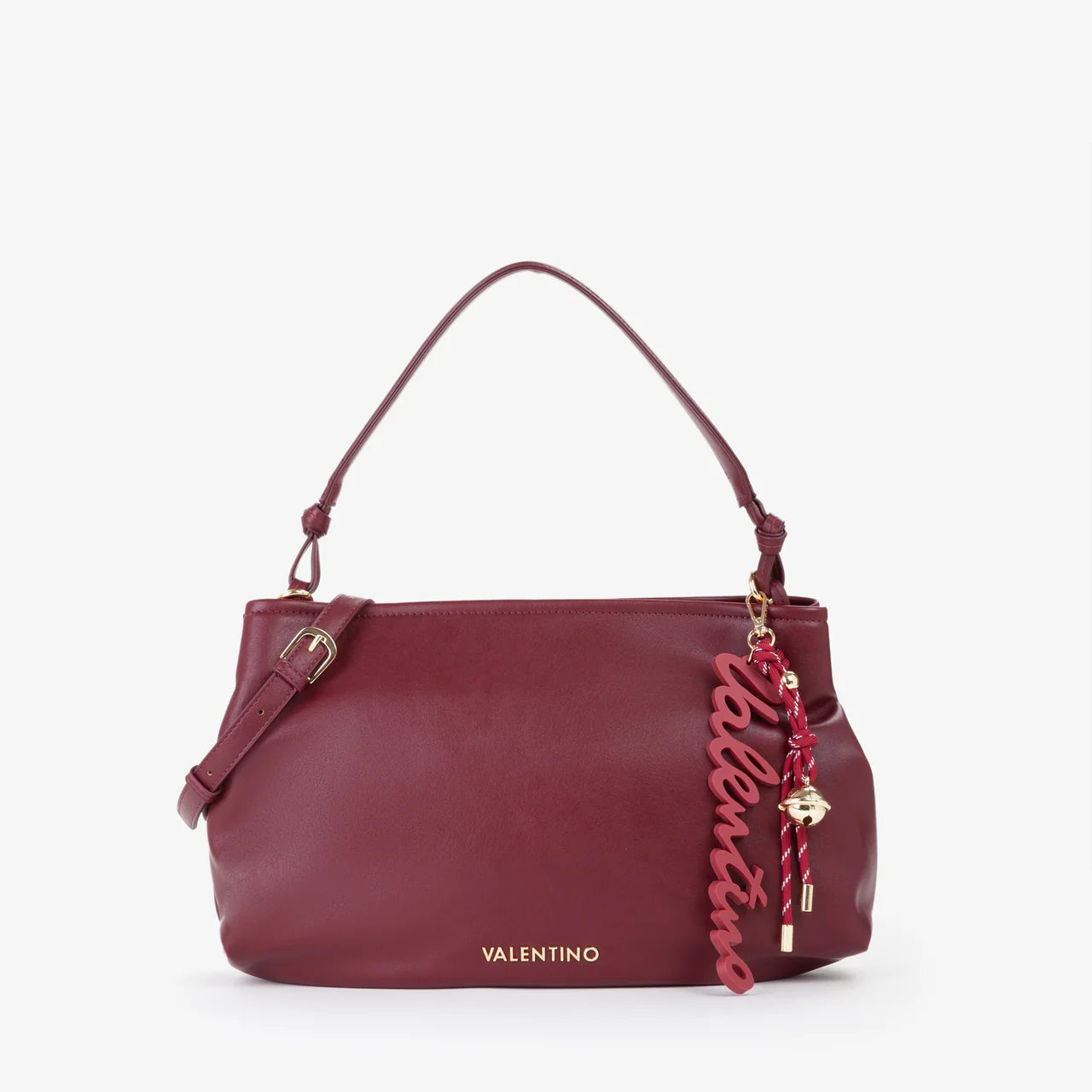 Valentino borsa a mano con tracolla e charm logo BORDEAUX TU | Giò Fashion