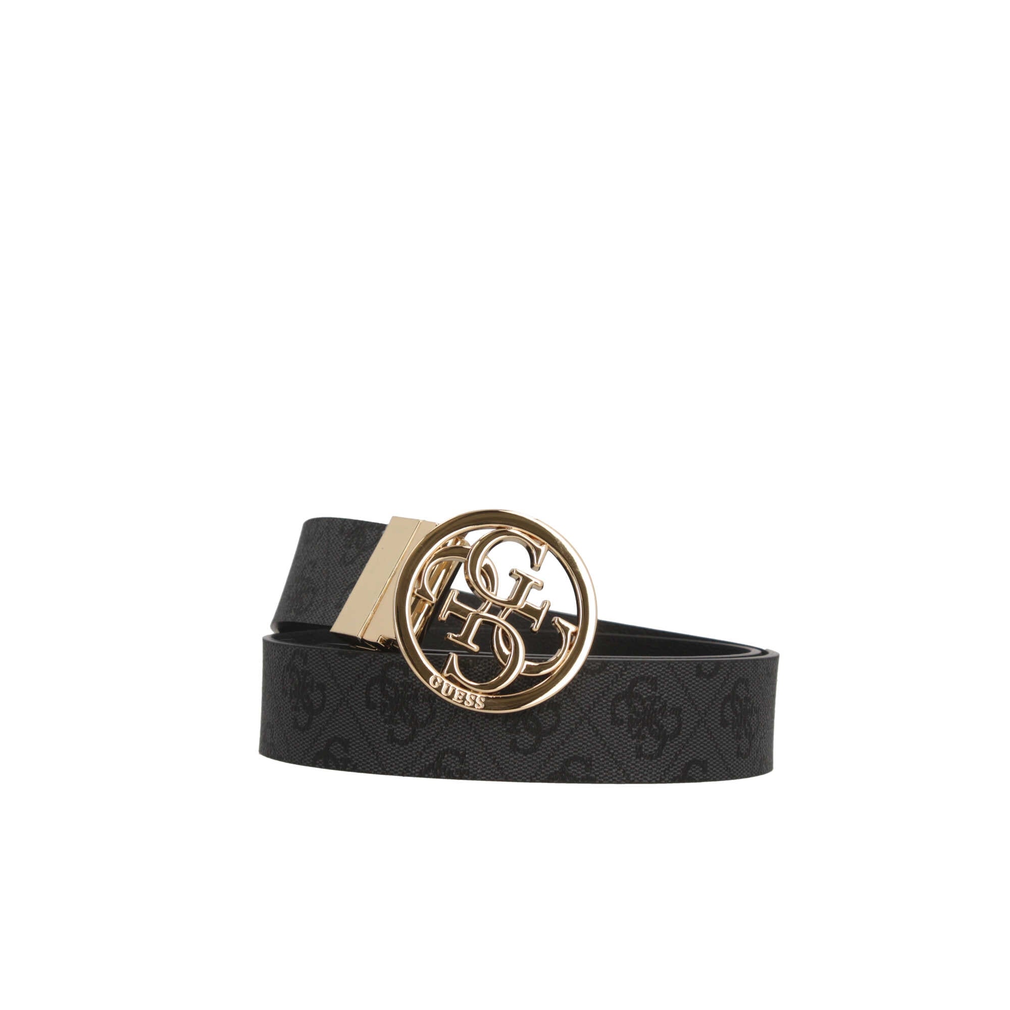 Cintura Guess con Logo Intrecciato e Fibbia Circolare NERO USA | Giò Fashion