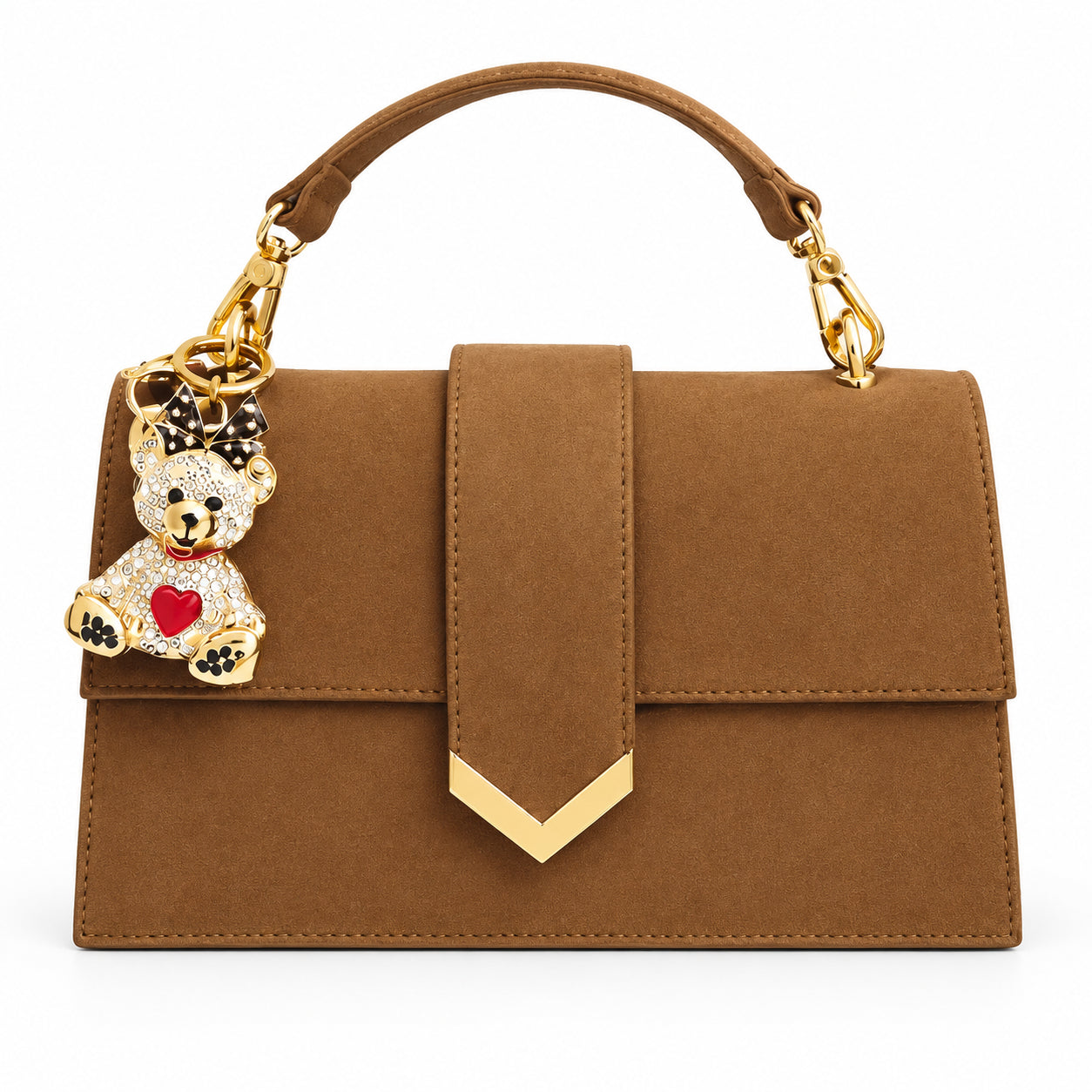 PashBag Borsa a Mano Strutturata con Charm Orsetto