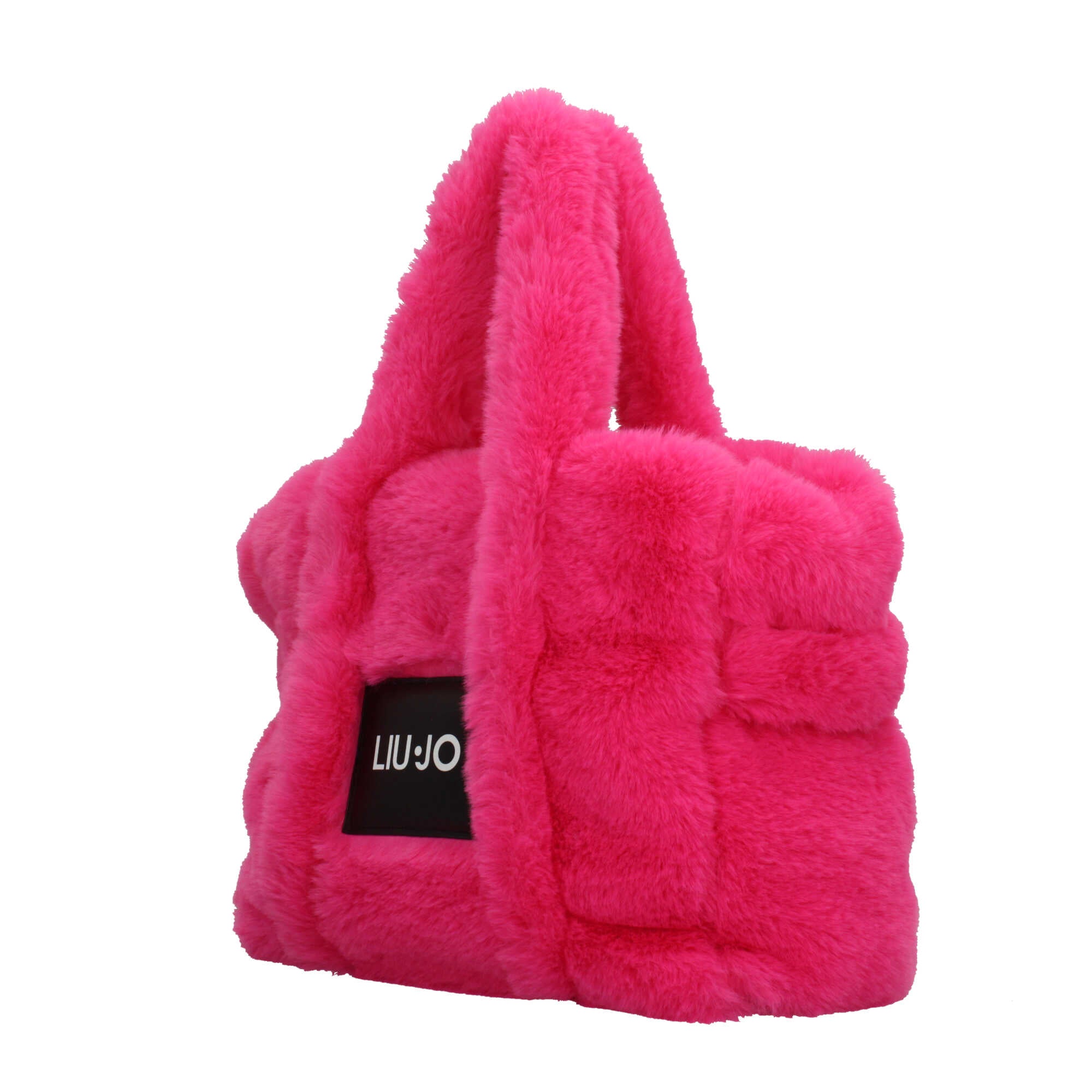 Borsa in eco-pelliccia con logo applicato di Liu Jo Rosa TU | Giò Fashion