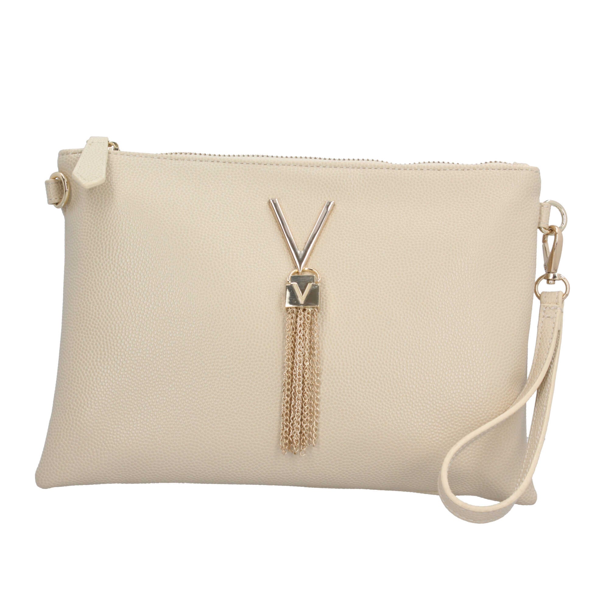 Pochette Divina con Tracolla a Catena e Dettaglio a Nappa BEIGE TU | Giò Fashion