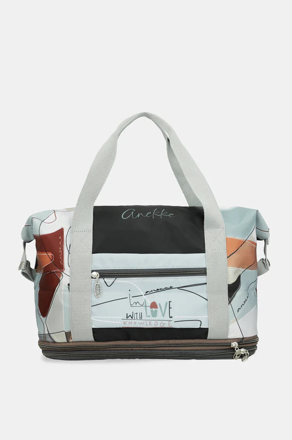 Borsone viaggio Anekke con manici doppi e tracolla design illustrato BLU TU | Giò Fashion
