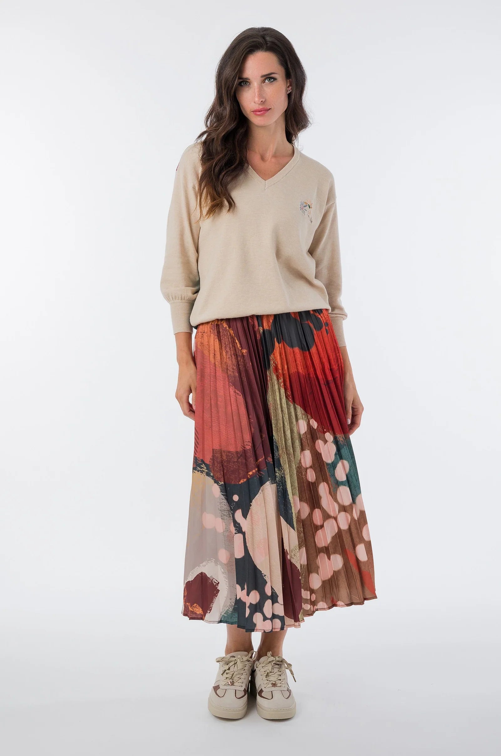 Gonna Midi Plissettata Donna Anekke Blossom con Fantasia Floreale