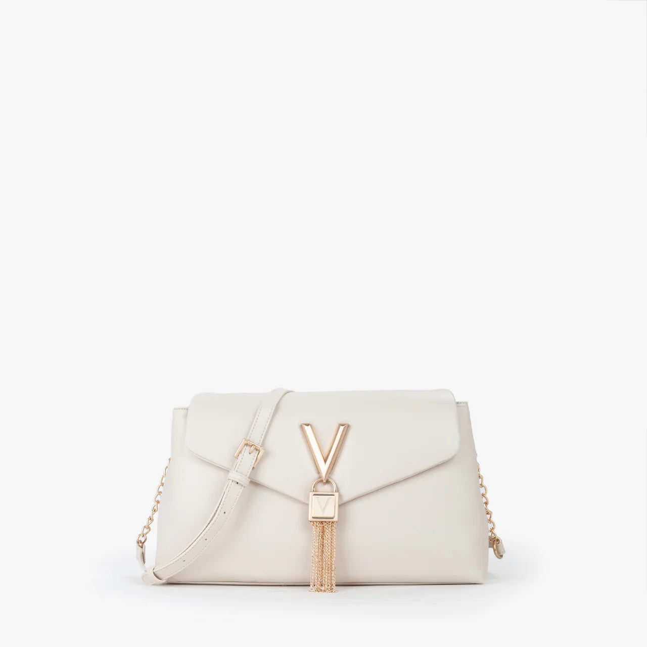 Valentino borsa a tracolla donna con patta e dettaglio V Avorio TU | Giò Fashion