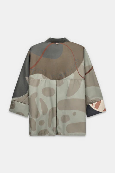 Anekke camicia donna con stampa artistica e bottoni frontali stile moderno Verde S/M | Giò Fashion