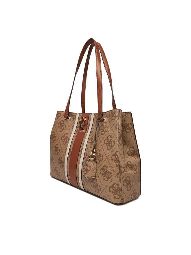 Shopper Guess con monogram e dettagli a contrasto