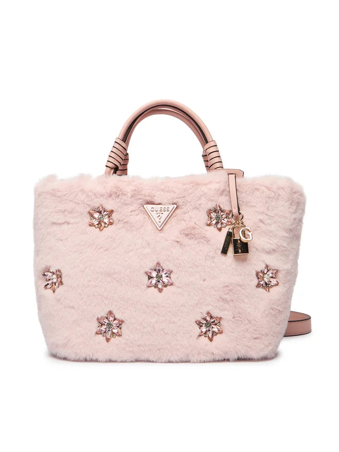 Borsa Guess in pelliccia sintetica con applicazioni gioiello