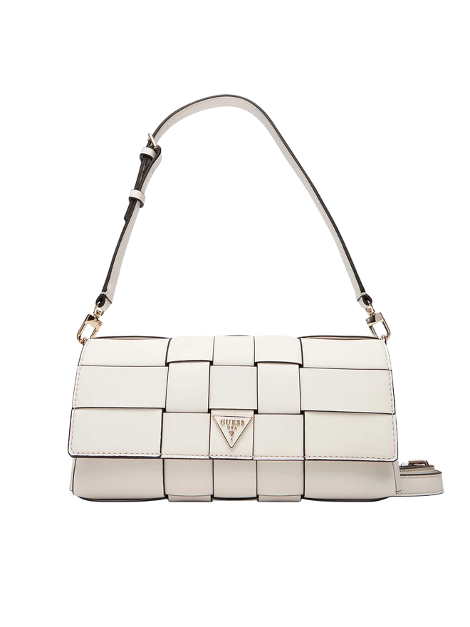 Borsa a spalla Guess intrecciata con logo frontale