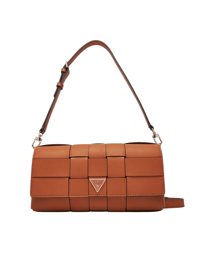Borsa a spalla Guess intrecciata con logo frontale