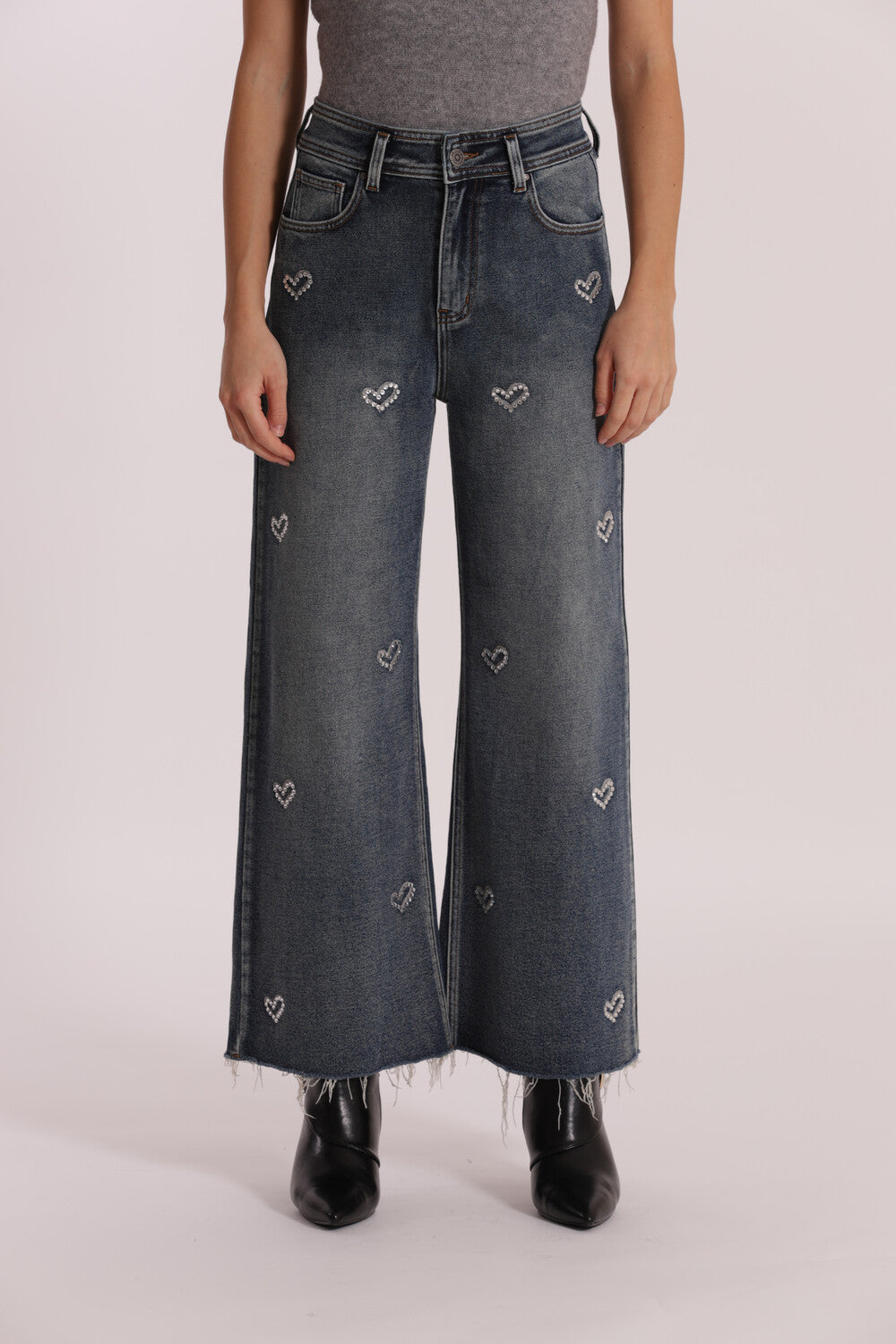 Jeans Mimi Mua donna wide leg con ricami JEANS XL | Giò Fashion