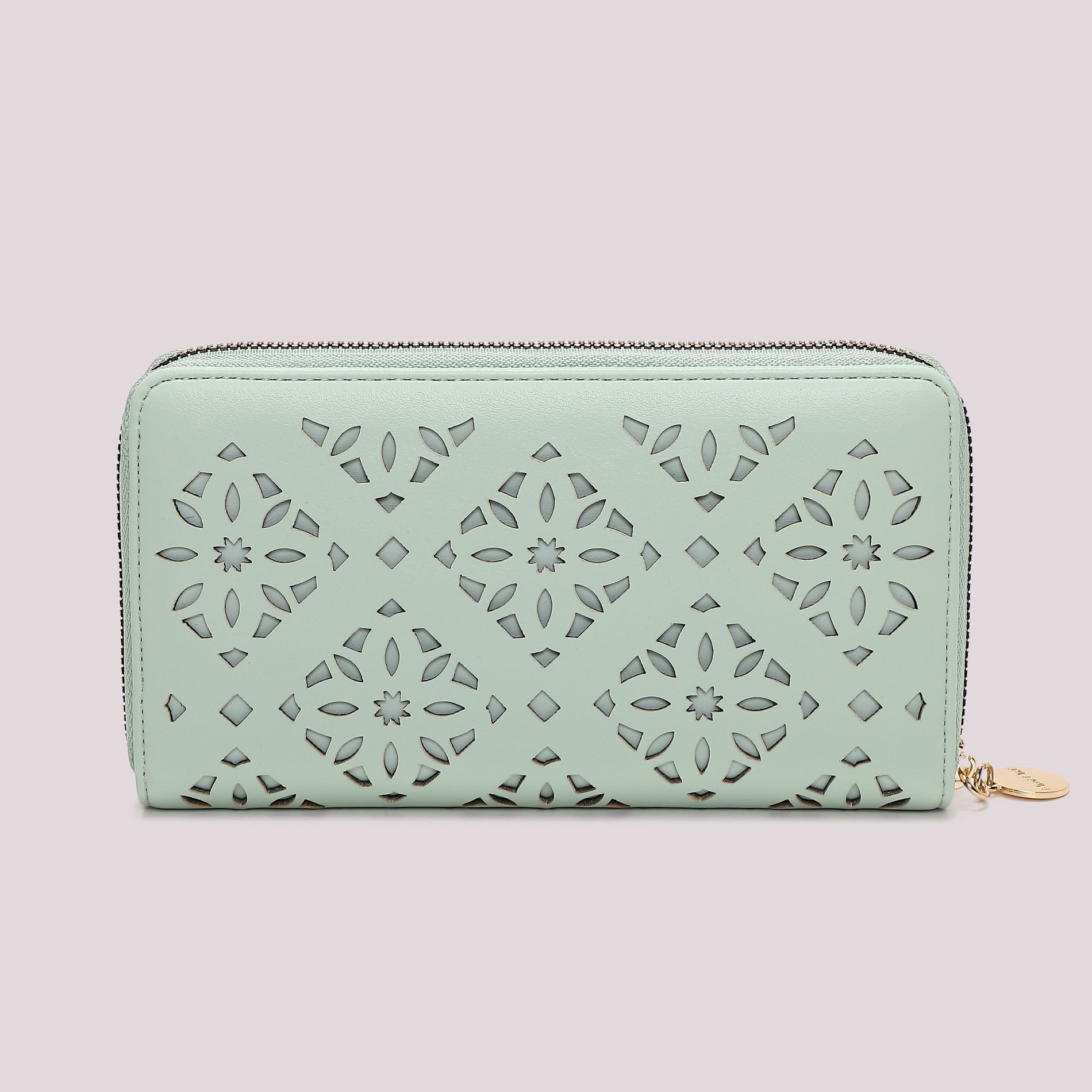 Portafoglio donna Mimi Mua zip around grande traforato con motivo elegante VERDE ACQUA TU | Giò Fashion