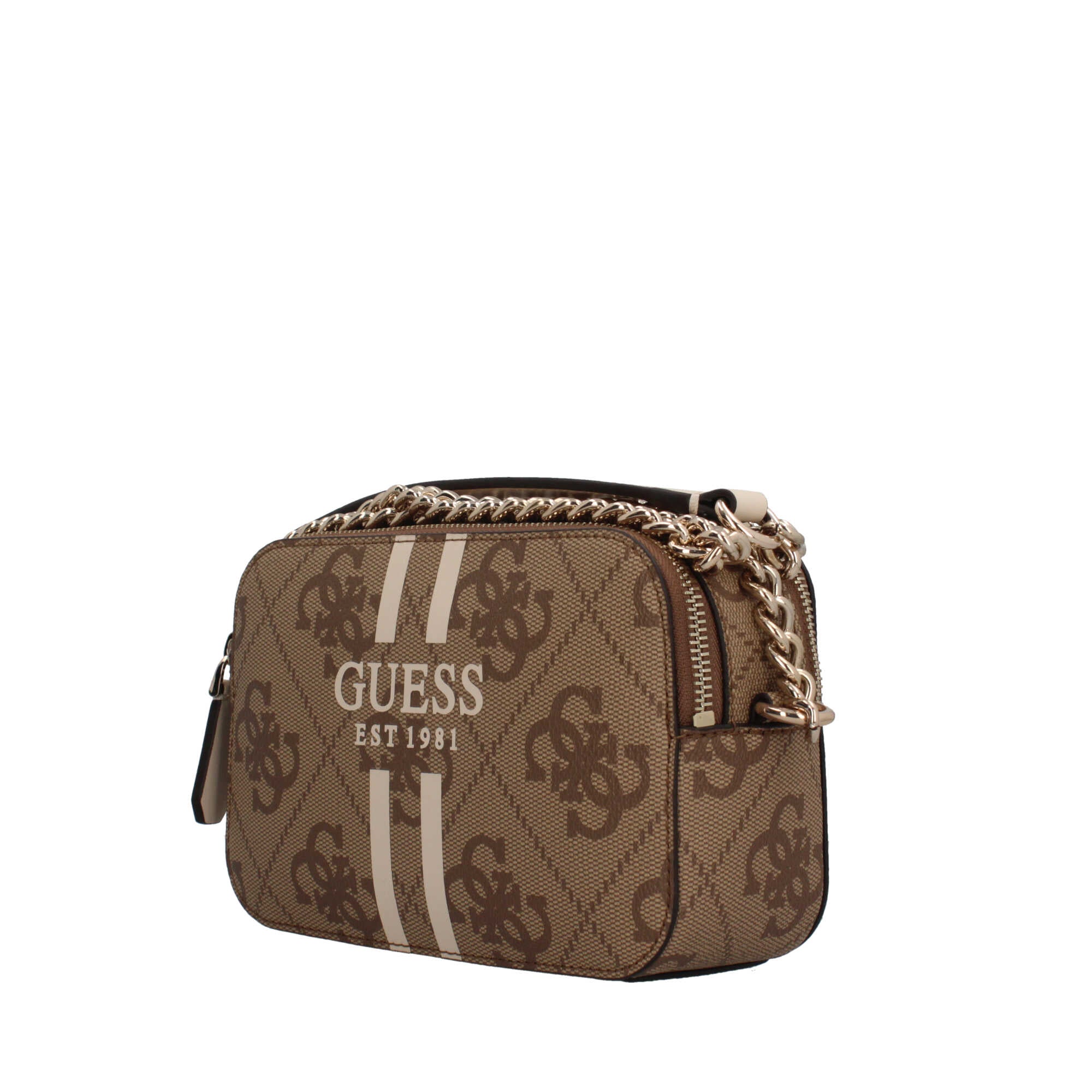 Borsa a tracolla con chiusura zip Guess BEIGE LOGO TU | Giò Fashion