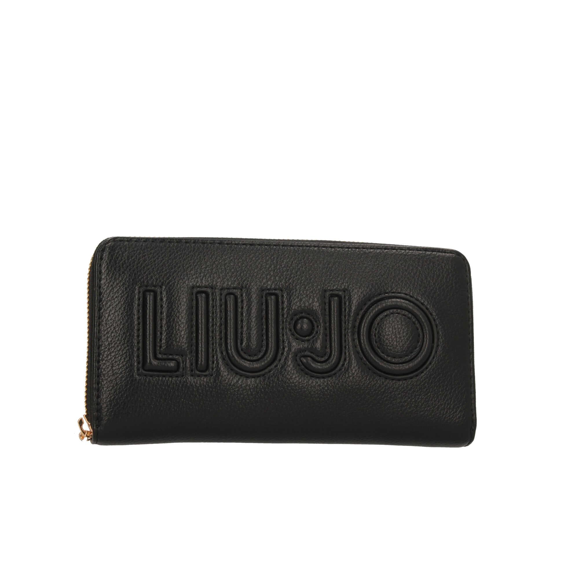 Portafoglio Zip-Around Minimalista con Logo in Rilievo