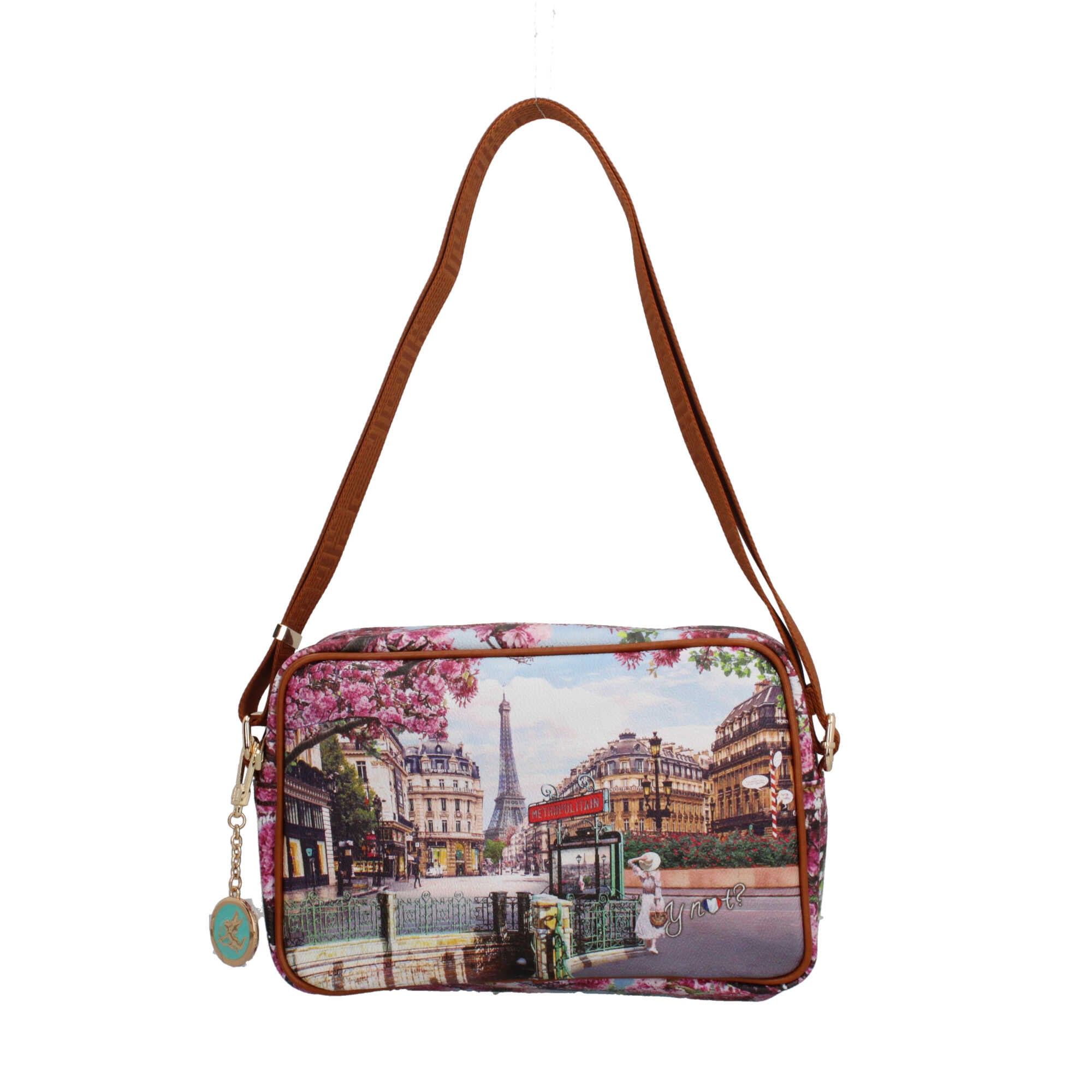 Borsa a tracolla YNot con stampa artistica e chiusura zip