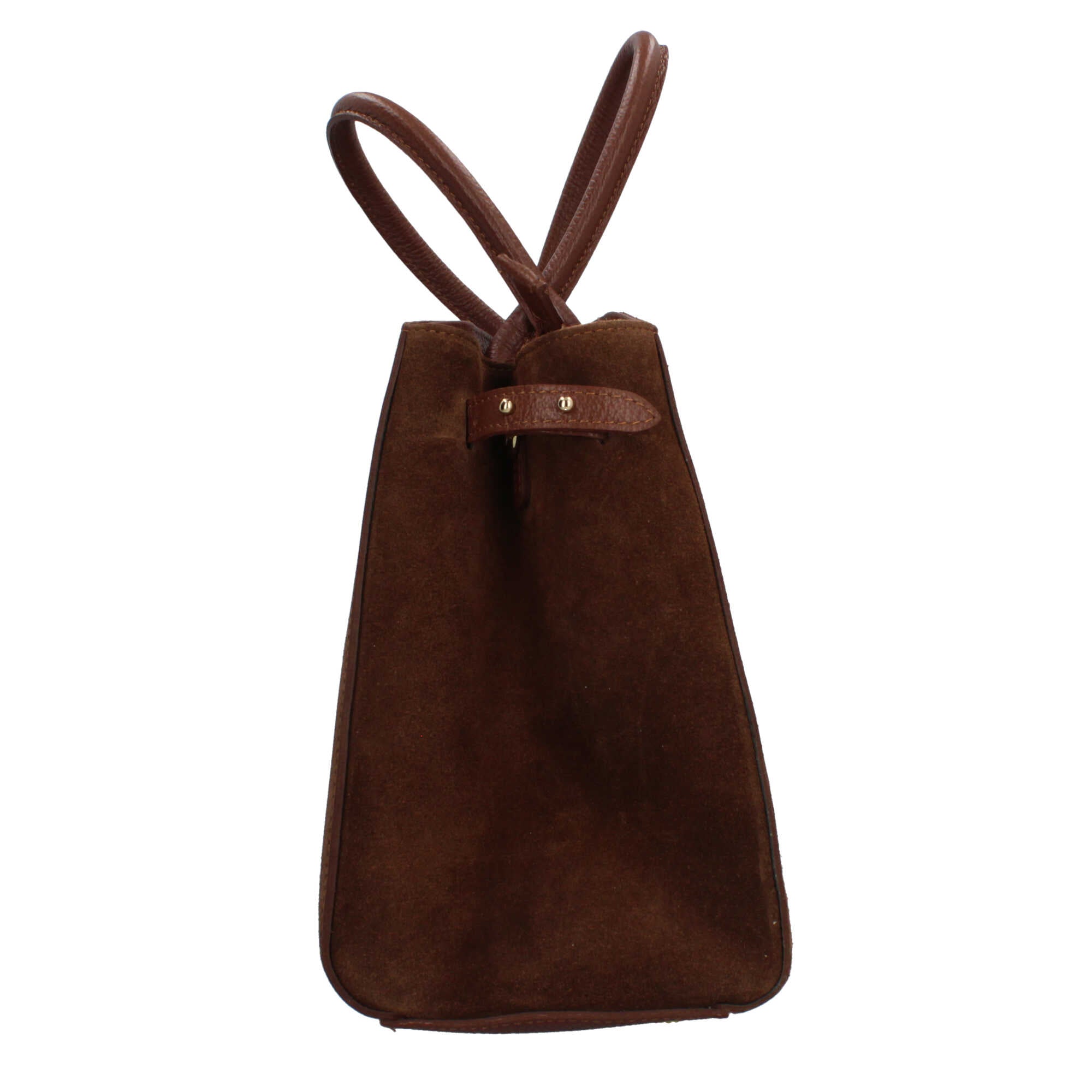 Borsa Made in Italy in stile elegante con manici rigidi e dettaglio frontale Marrone TU | Giò Fashion