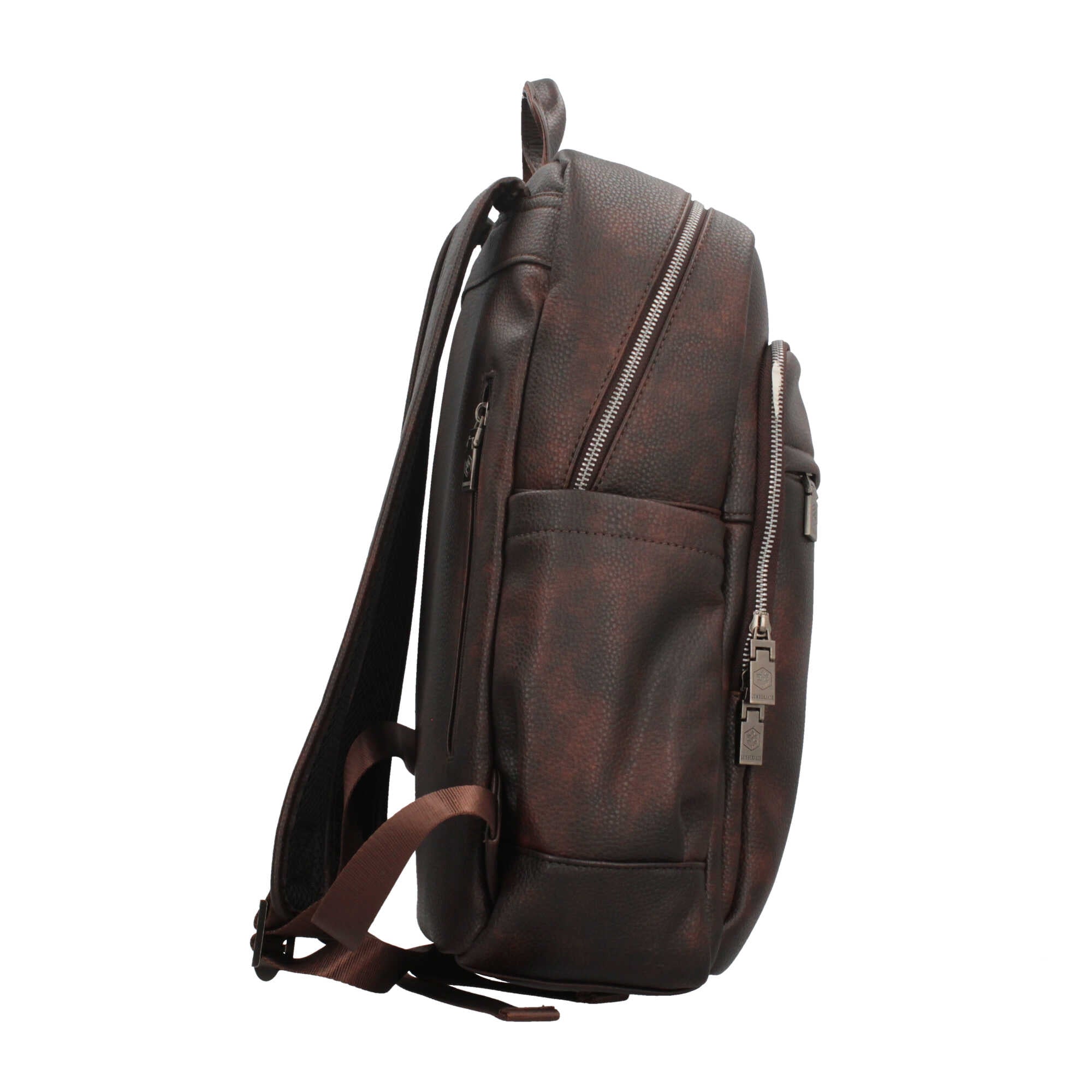 Zaino Lumberjack in pelle con doppia zip e tasche multiple