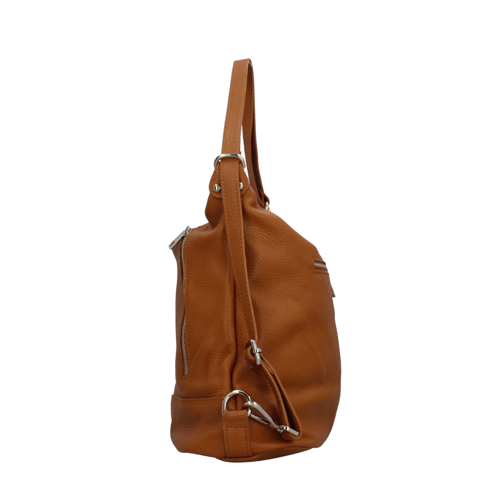 Borsa zaino Made in Italy con tasche frontali e tracolla regolabile CUOIO TU | Giò Fashion