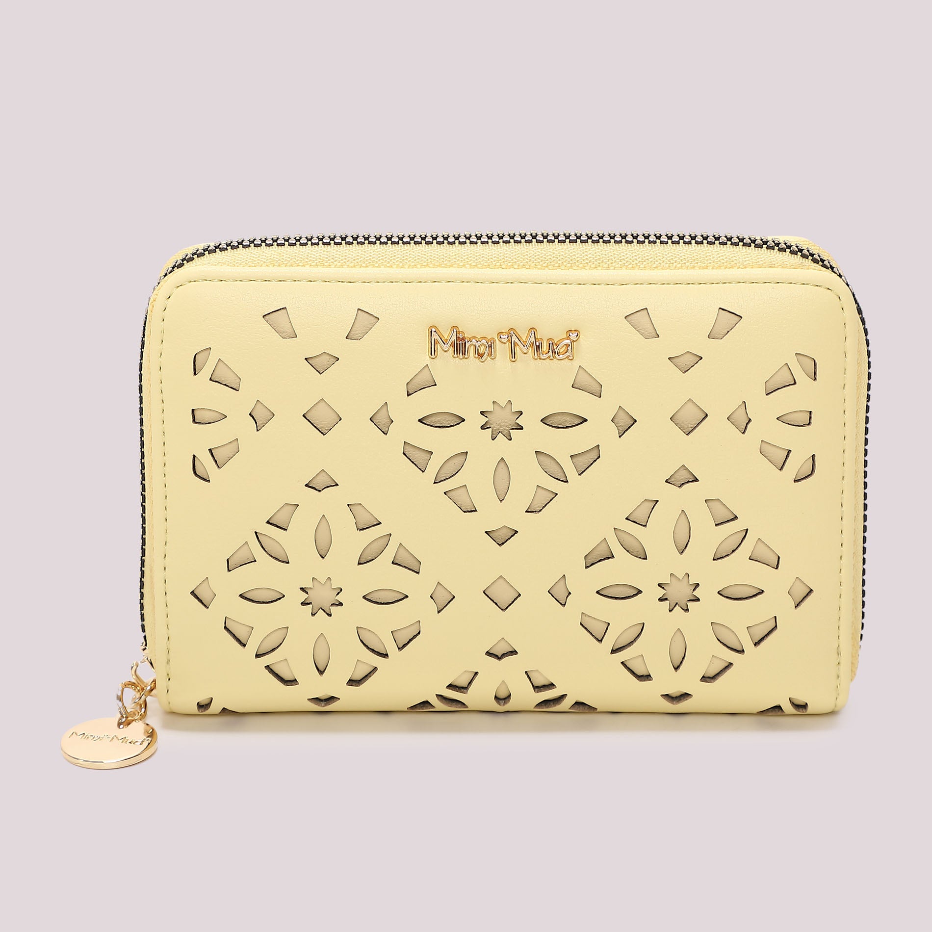 Portafoglio donna Mimi Mua zip around traforato con design decorativo elegante GIALLO CHIARO TU | Giò Fashion