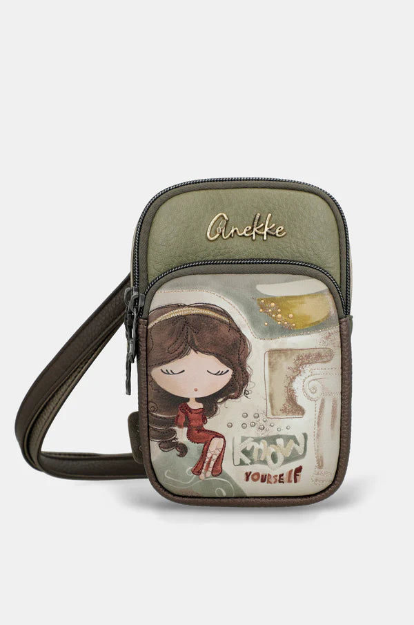 Mini borsa a tracolla Anekke con tasca frontale con zip VERDE TU | Giò Fashion